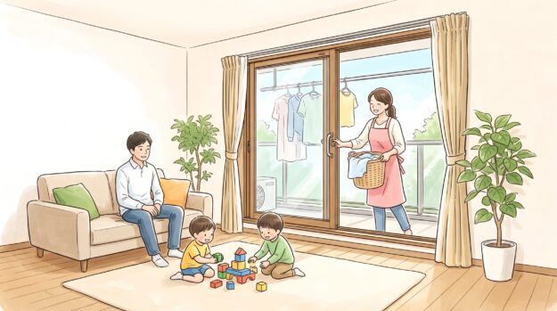 内窓をつけて快適な環境で過ごす家族