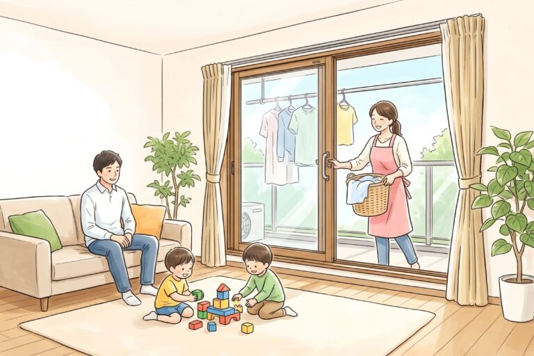 内窓をつけて快適な環境で過ごす家族