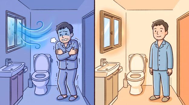 冬のトイレの寒さ比較イラスト