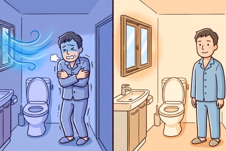 冬のトイレの寒さ比較イラスト